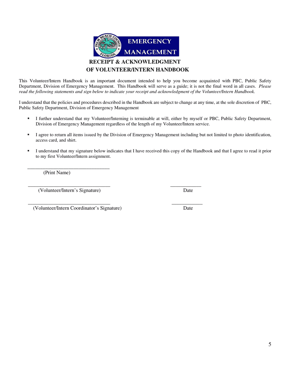 Volunteer / Intern Program Application - Palm Beach County, Florida, Page 5