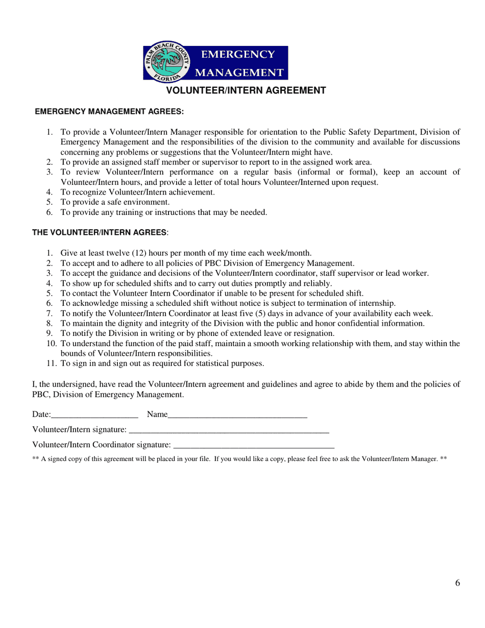 Volunteer / Intern Program Application - Palm Beach County, Florida, Page 6