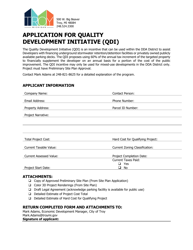 Document preview: Application for Quality Development Initiative (Qdi) - City of Troy, Michigan