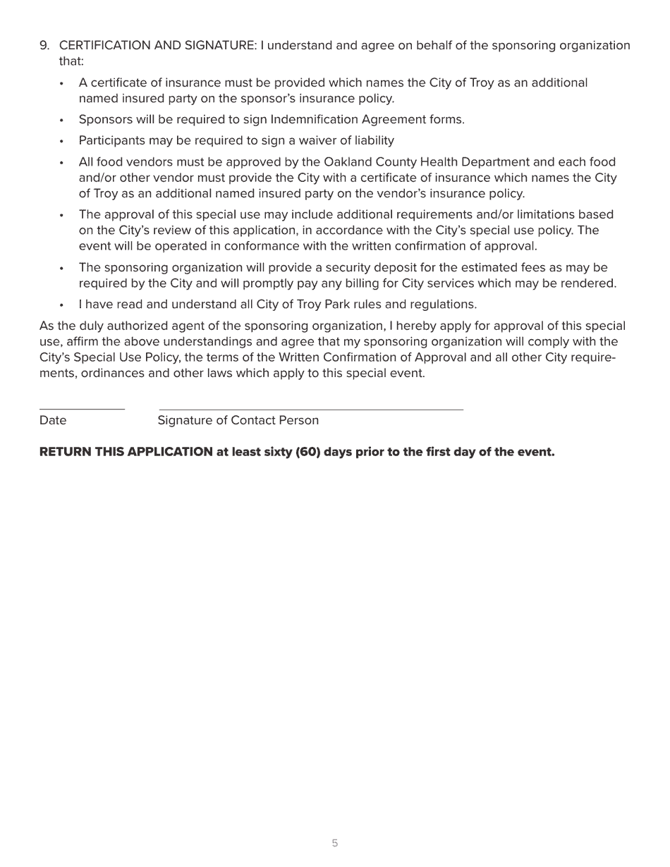 Special Use Application - City of Troy, Michigan, Page 5
