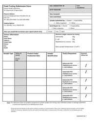 Document preview: Form LSAD101F10.7 Food Testing Submission Form - Nova Scotia, Canada