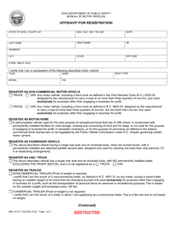 Document preview: Form BMV5712 Affidavit for Registration - Ohio