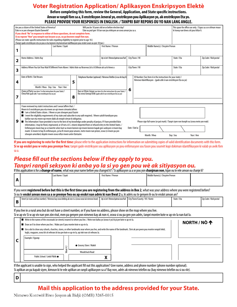 National Mail Voter Registration Form (English / Haitian Creole), Page 4