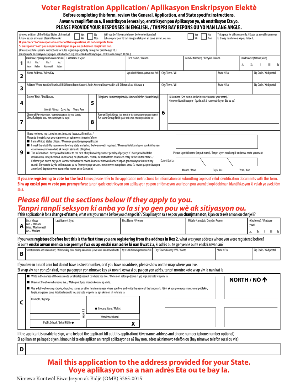National Mail Voter Registration Form (English / Haitian Creole), Page 6