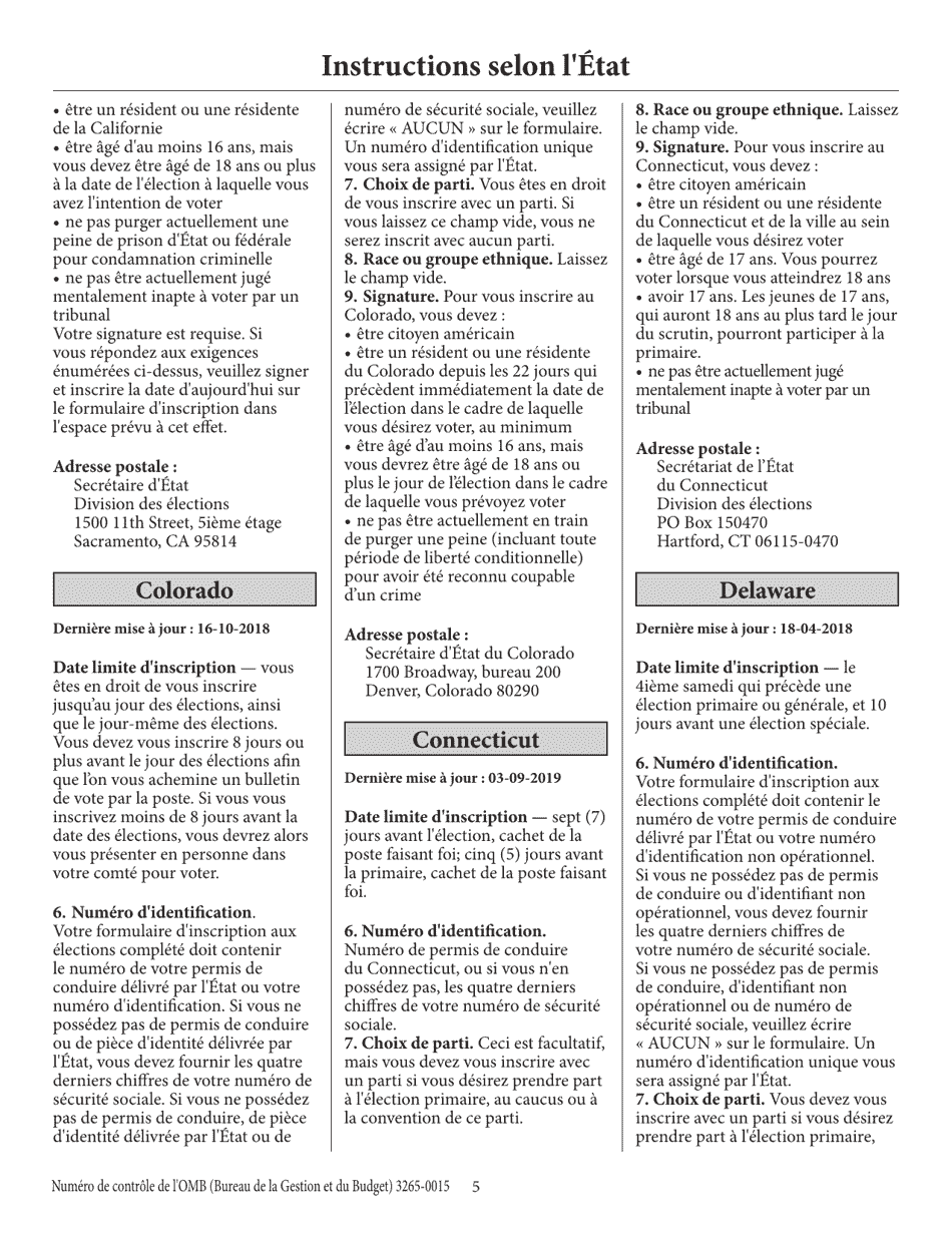 National Mail Voter Registration Form (English / French), Page 10