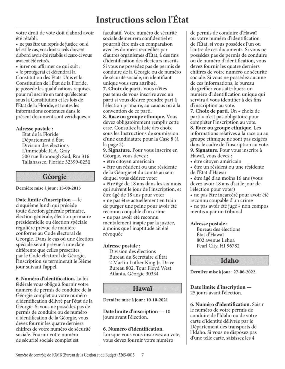 National Mail Voter Registration Form (English / French), Page 12