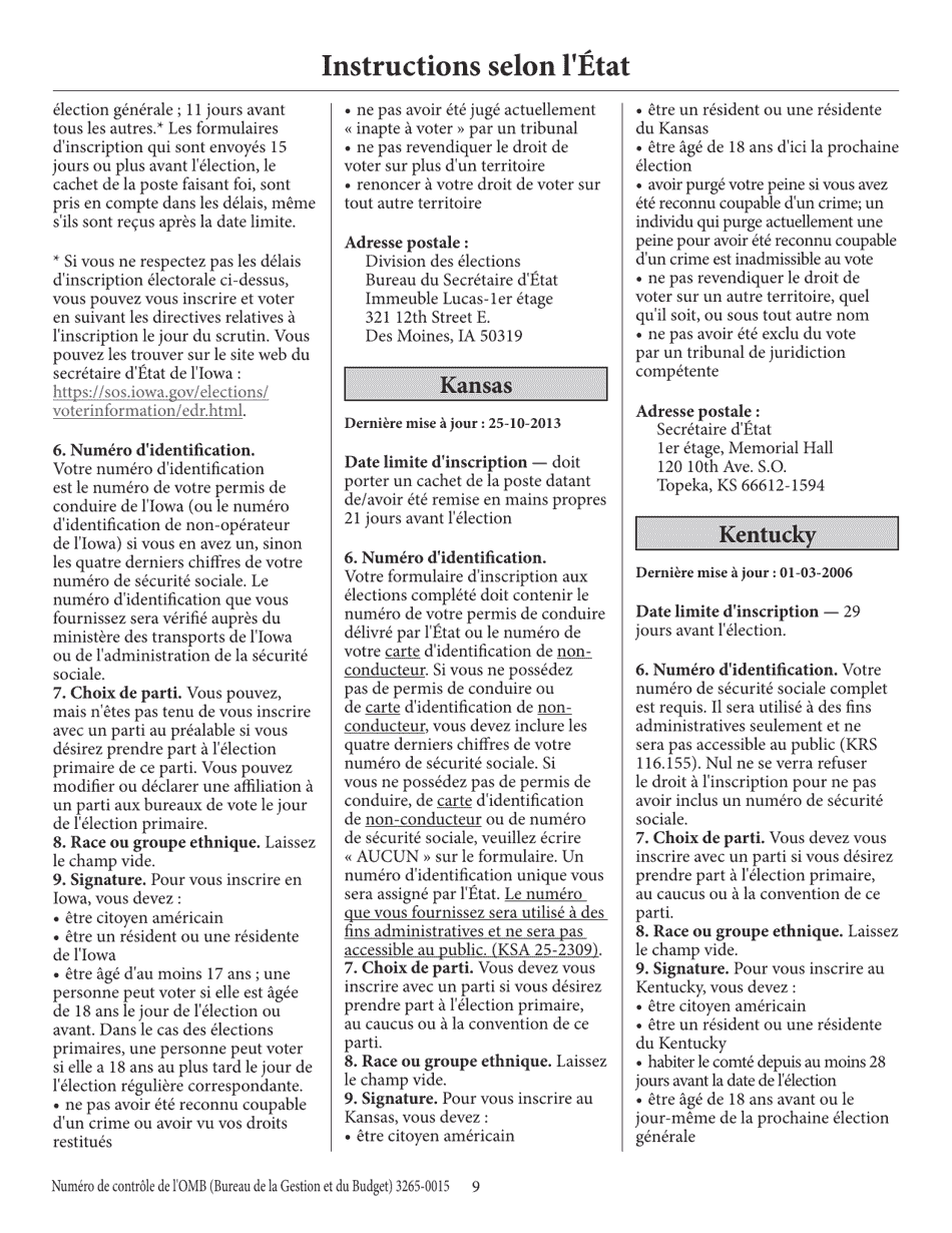 National Mail Voter Registration Form (English / French), Page 14