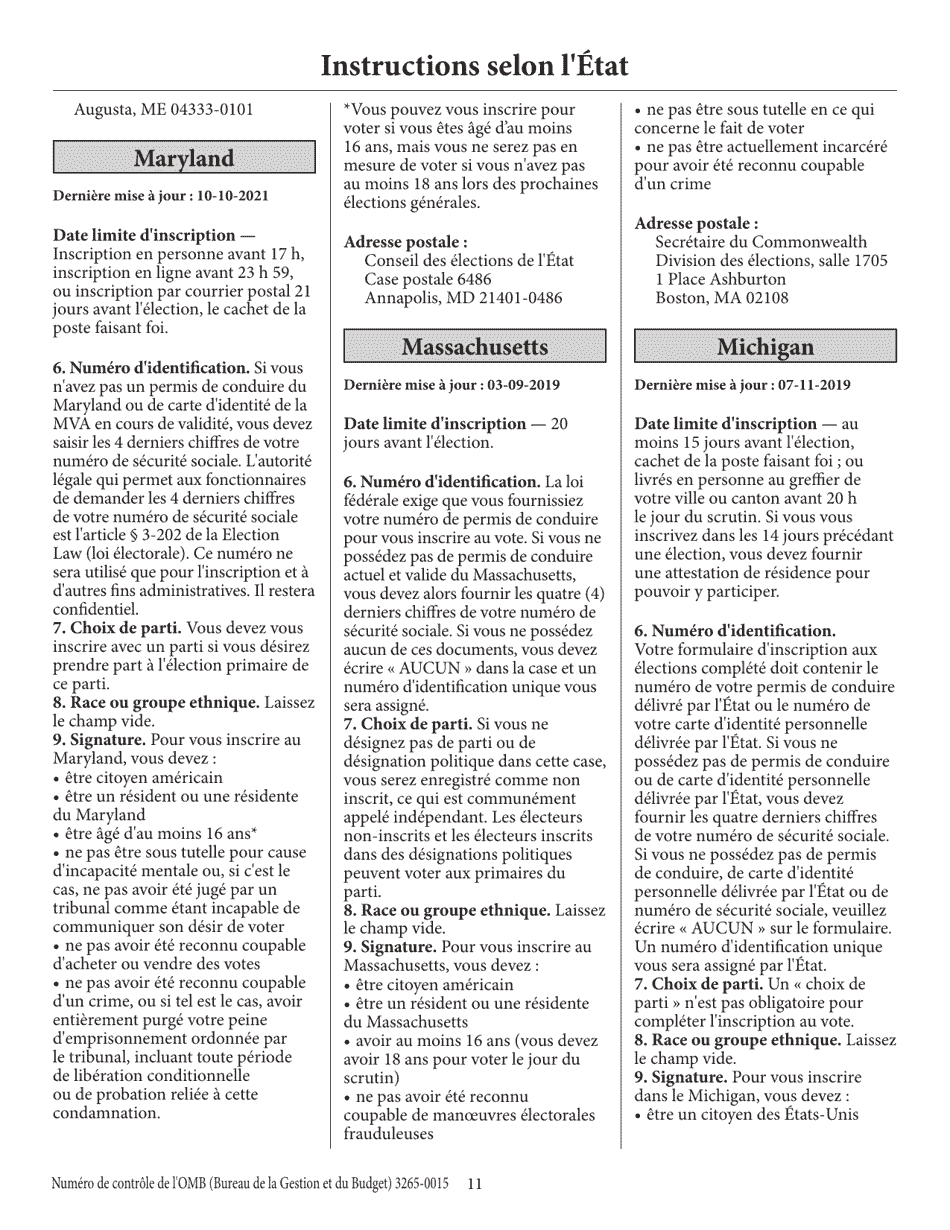 National Mail Voter Registration Form (English / French), Page 16