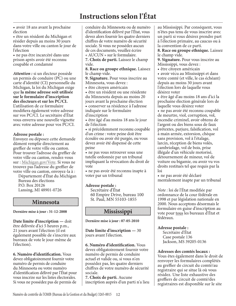 National Mail Voter Registration Form (English / French), Page 17