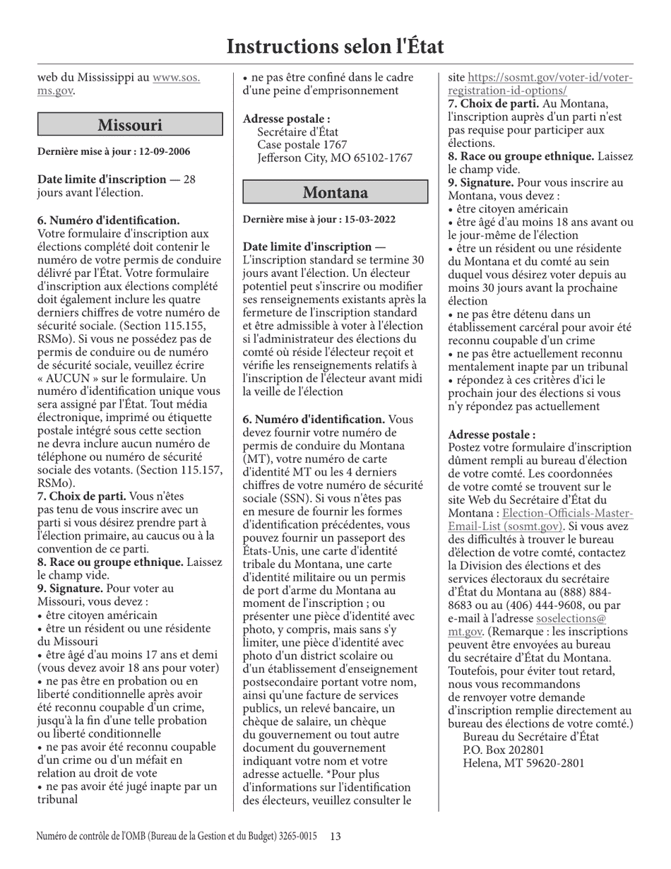 National Mail Voter Registration Form (English / French), Page 18