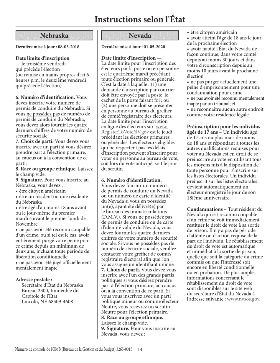 National Mail Voter Registration Form (English / French), Page 19