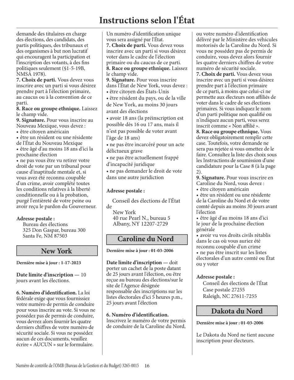 National Mail Voter Registration Form (English / French), Page 21