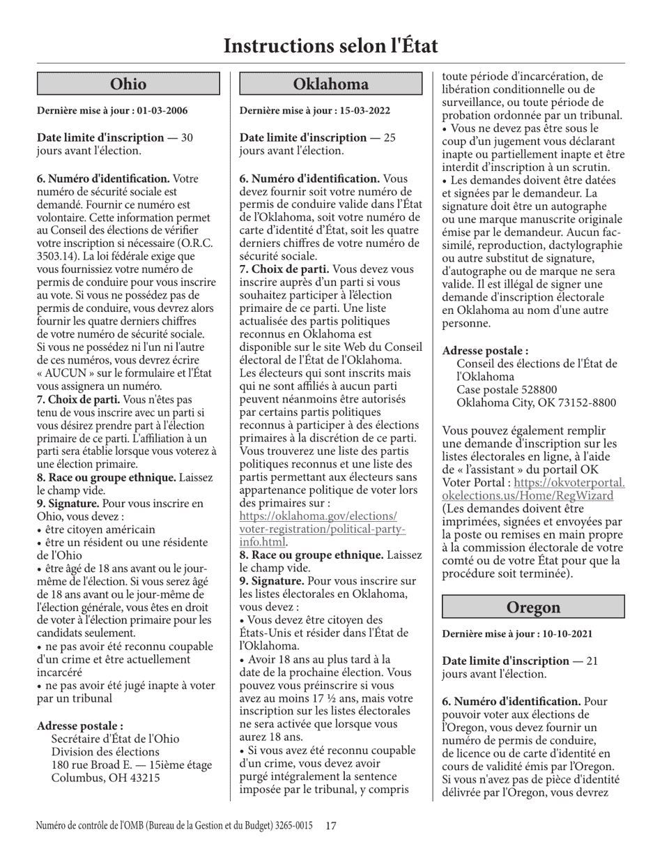 National Mail Voter Registration Form (English / French), Page 22