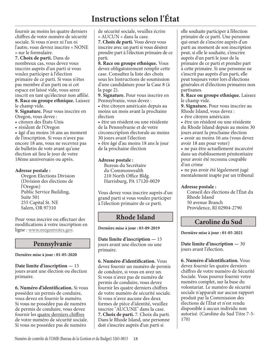 National Mail Voter Registration Form (English / French), Page 23