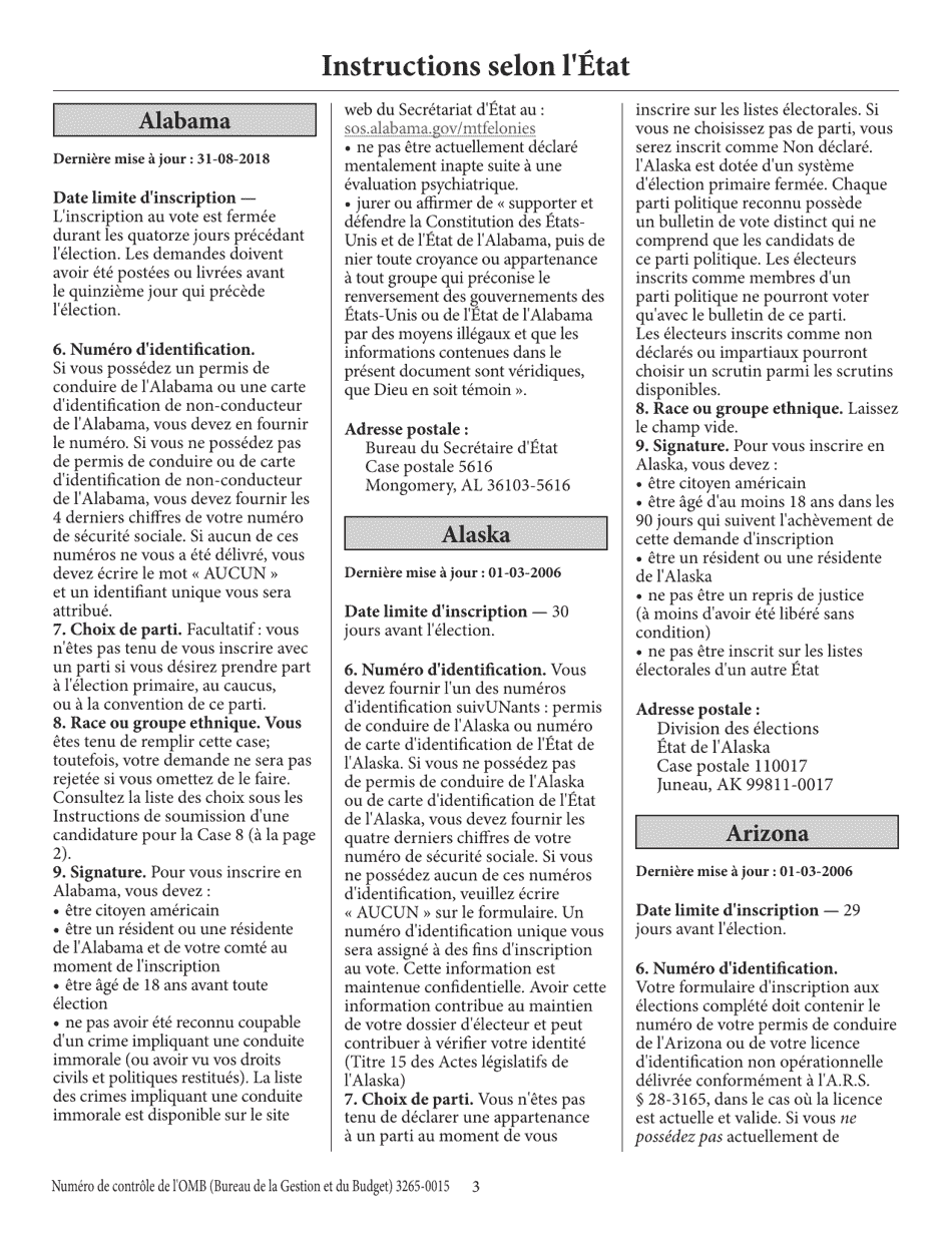 National Mail Voter Registration Form (English / French), Page 8