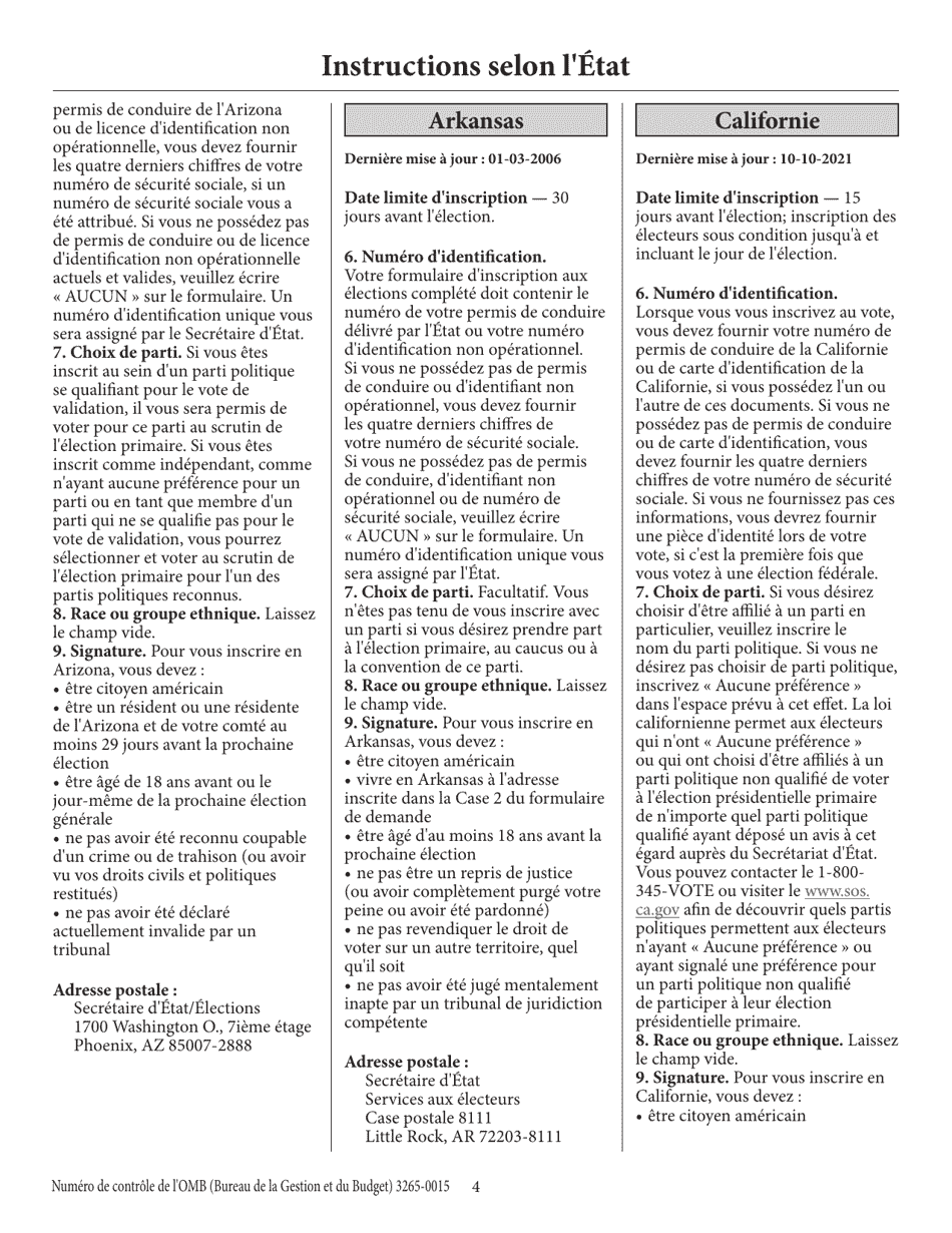 National Mail Voter Registration Form (English / French), Page 9