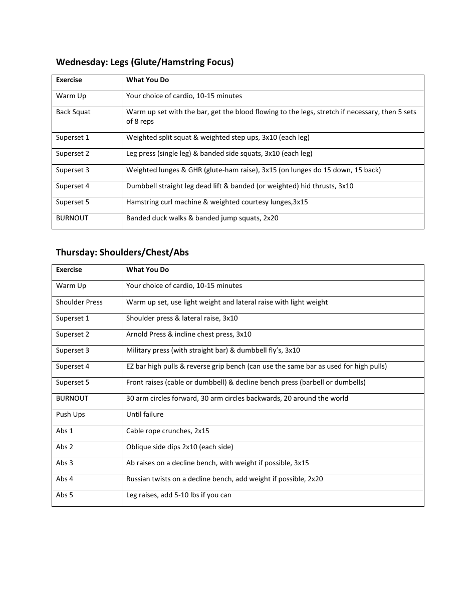 5 Day Workout Plan - Gabby Male, Page 2
