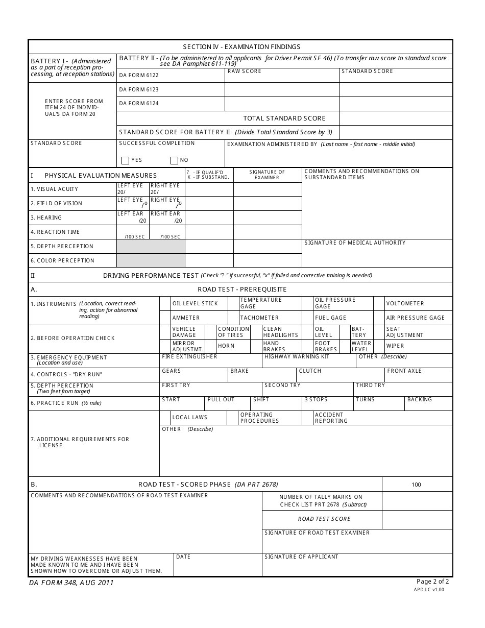 DA Form 348 - Fill Out, Sign Online and Download Fillable PDF ...