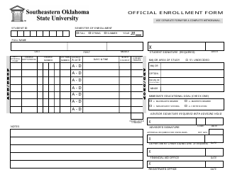 &quot;Official Enrollment Form - Southeastern Oklahoma State University&quot; - Oklahoma