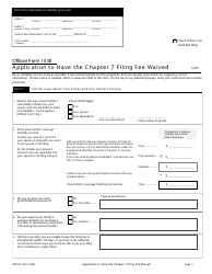 Official Form 103B &quot;Application to Have the Chapter 7 Filing Fee Waived&quot;