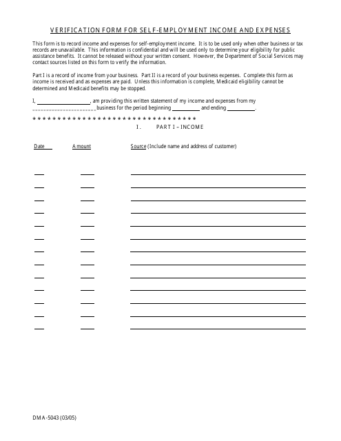 Form DMA-5043  Printable Pdf