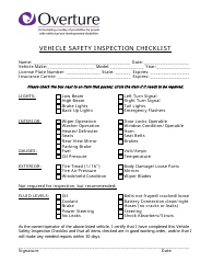 Document preview: Vehicle Safety Inspection Checklist Template - Overture