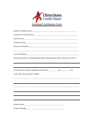Document preview: Donation/Contribution Form - Directions Credit Union