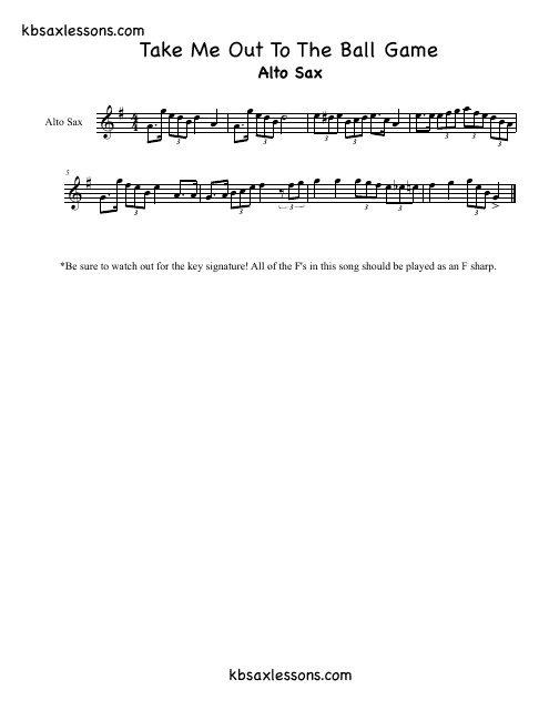 Take Me out to the Ball Game Alto Sax Sheet Music image preview