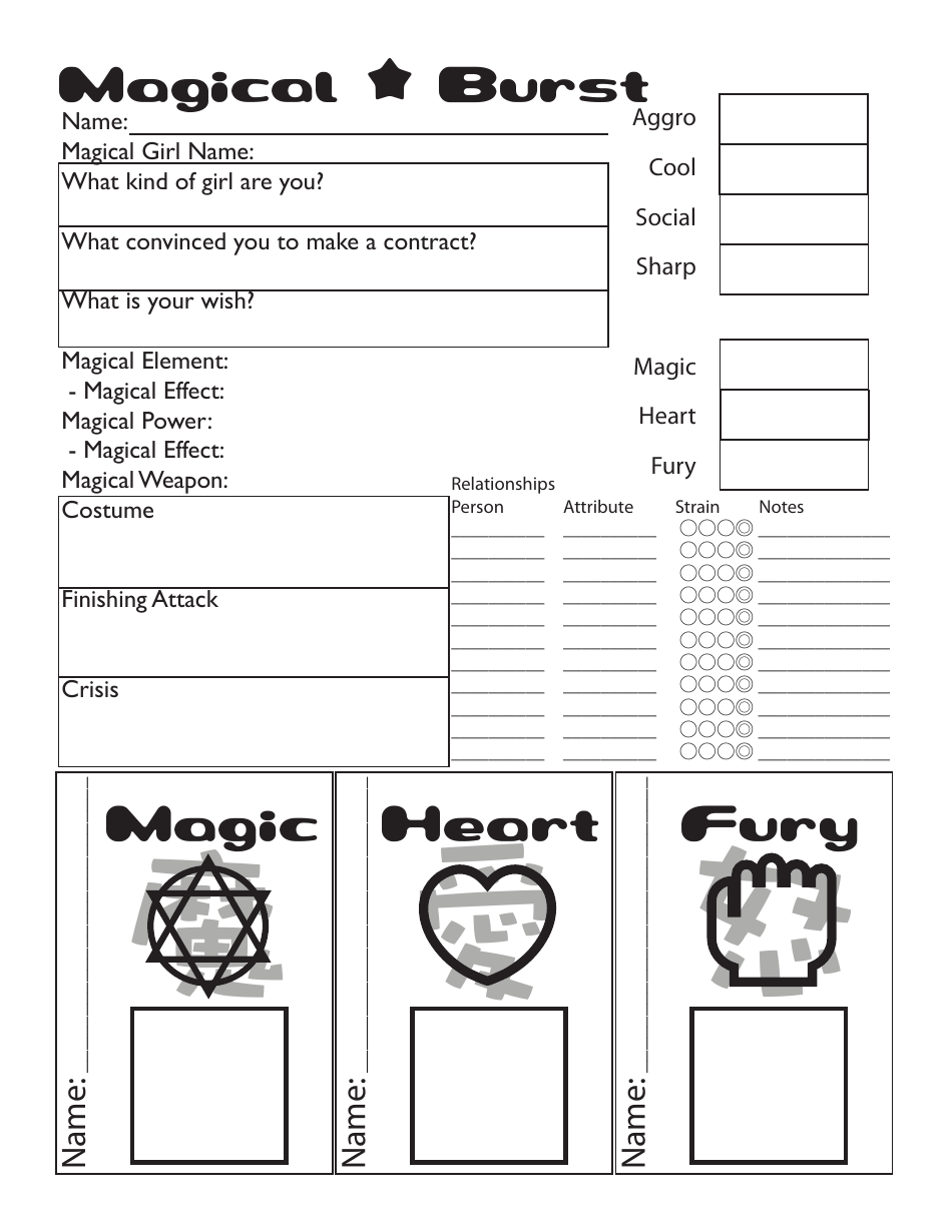 Dramatic Magical Burst Character Sheet – Fill Online and Download Printable PDF