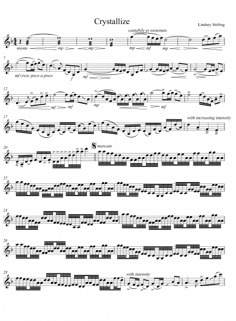 Lindsure Stirling - Crystallize Piano Sheet Music Preview Image