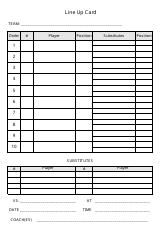 Document preview: Baseball Line up Card Template