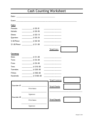 Document preview: Cash Counting Worksheet