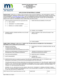 Document preview: MDH Form 313 Application for Materials License - Minnesota