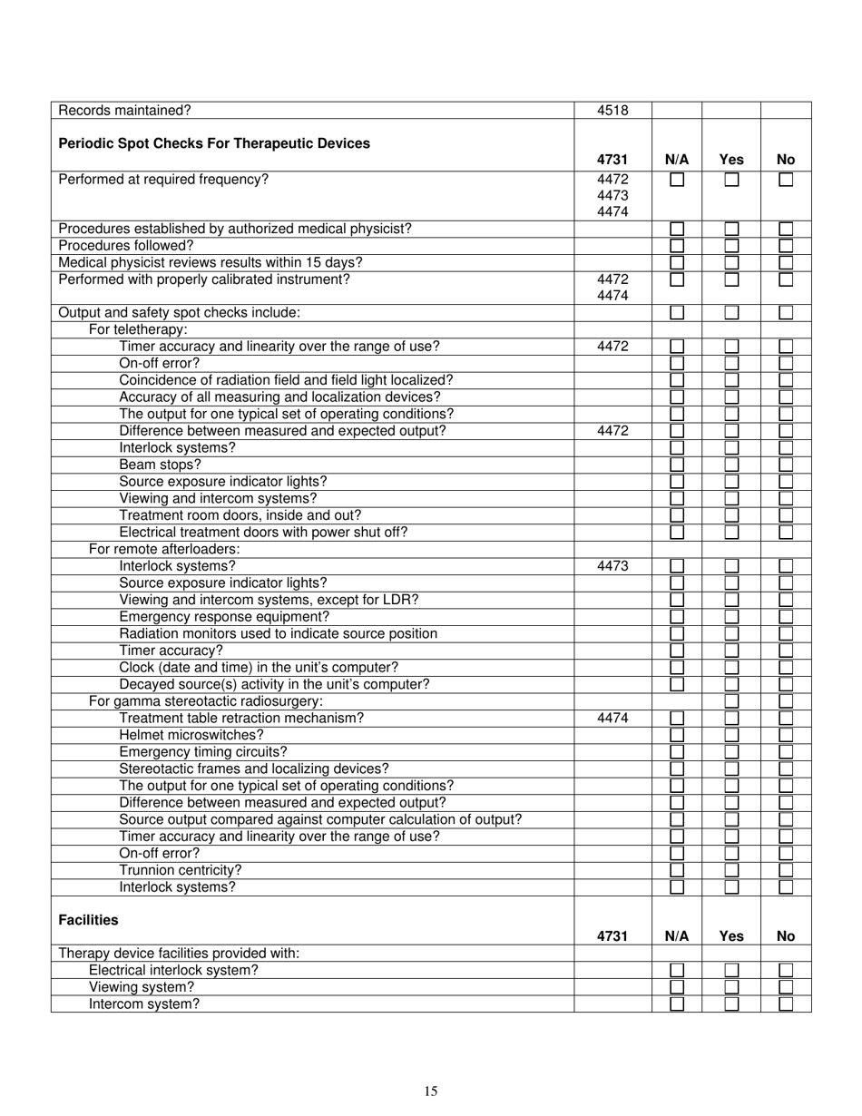 Annual Audit Checklist for Medical Facilities - Minnesota, Page 15