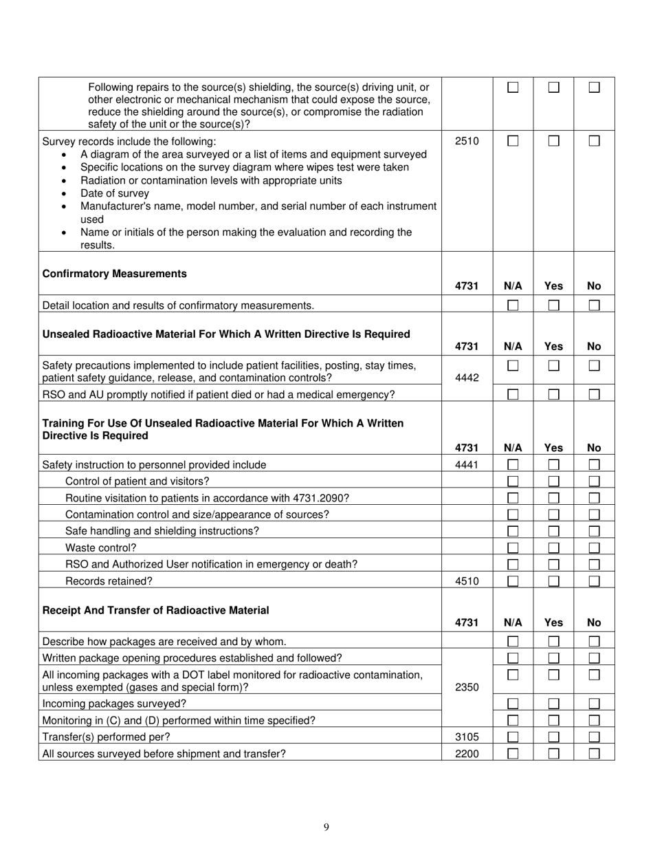 Annual Audit Checklist for Medical Facilities - Minnesota, Page 9