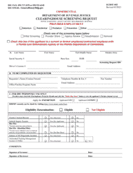 Document preview: Form IG/BSU-002 Request for Clearinghouse Screening - Provider Employment - Florida