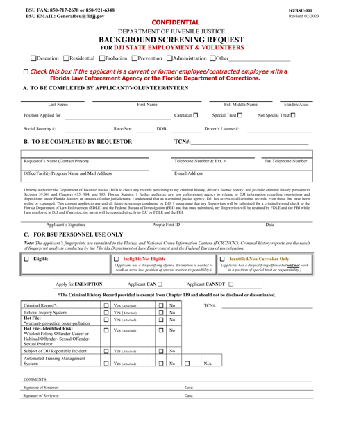 Form IG/BSU-001  Printable Pdf