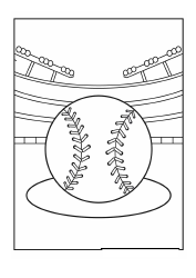 Document preview: Baseball Coloring Page - Tribune and Ball