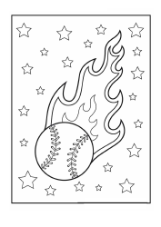 Document preview: Baseball Coloring Page - Ball Among Stars