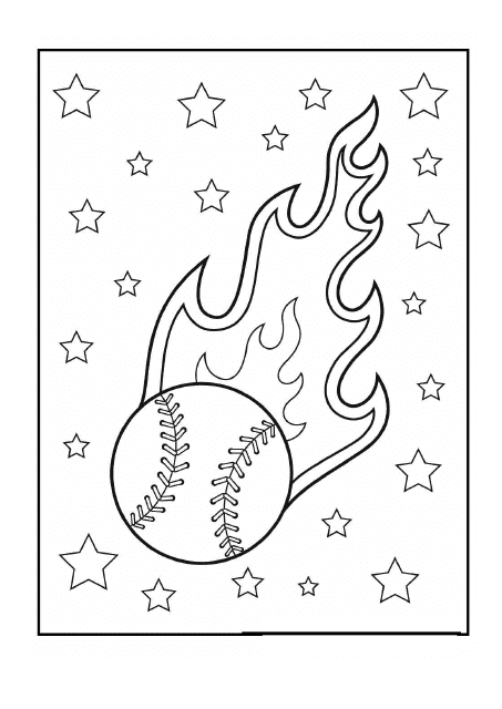 Baseball Coloring Page - Ball Among Stars