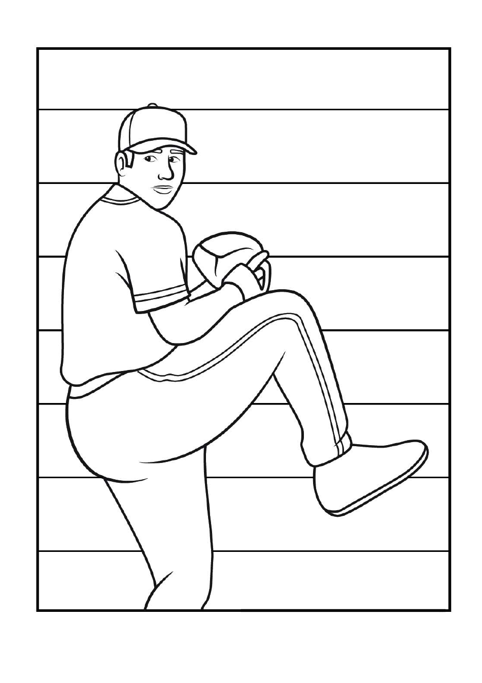 baseball coloring page featuring a man