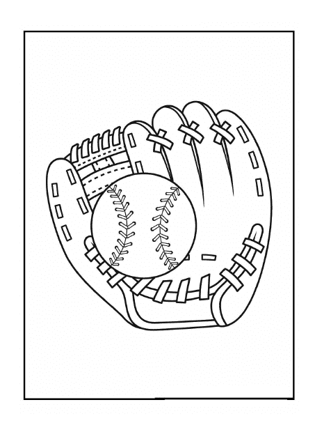 Baseball Coloring Page - Baseball Glove and Ball
