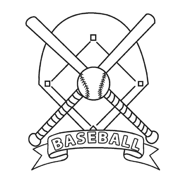 Baseball Coloring Page - A fun printable activity featuring different symbols of the game