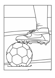 Document preview: Soccer Coloring Page - Ball and Boots