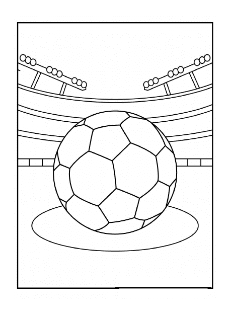 Soccer Coloring Page Template with Tribune and Ball