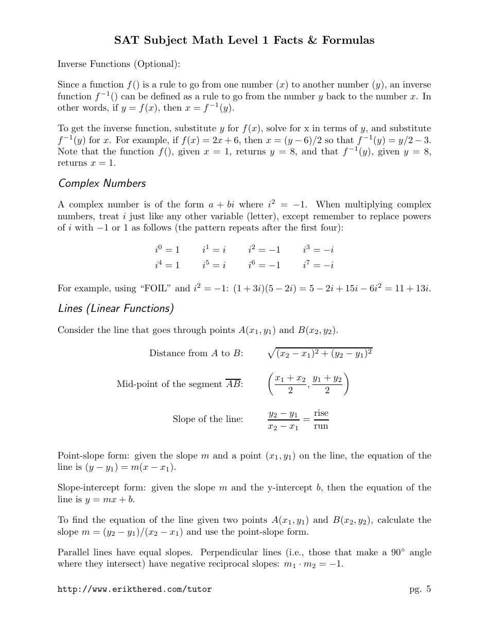 Sat Math Level 1 Cheat Sheet, Page 5