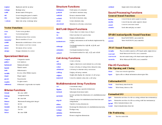 Matlab Quick Reference Sheet, Page 4