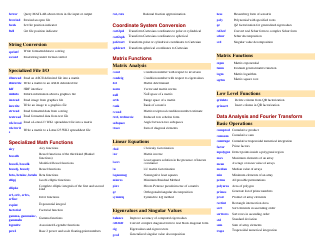 Matlab Quick Reference Sheet, Page 5