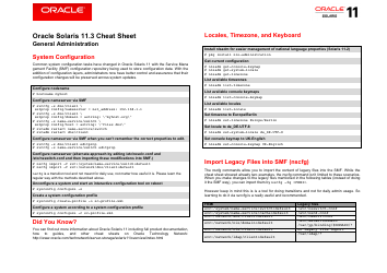 Document preview: Oracle Solaris 11.3 Cheat Sheet