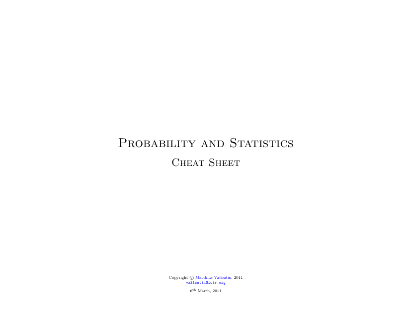 Probability and Statistics Cheat Sheet - Matthias Vallentin